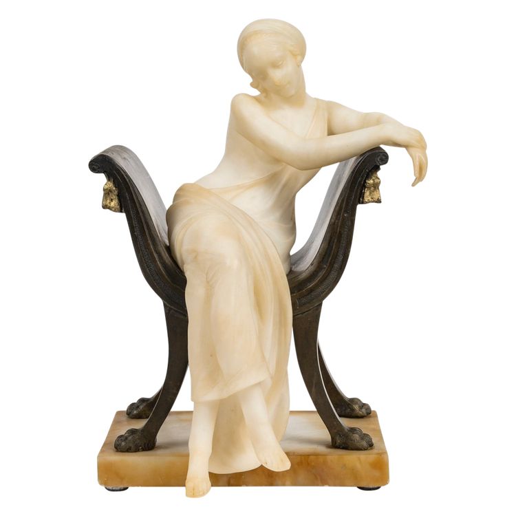 Alabaster and Bronze Sculpture from the Art Nouveau Period