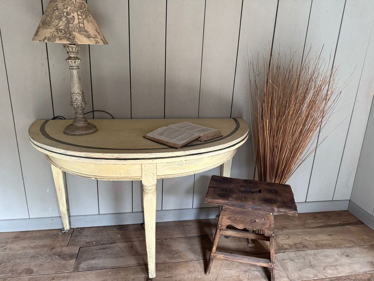 18th century Directoire half-moon console table with patina and painting