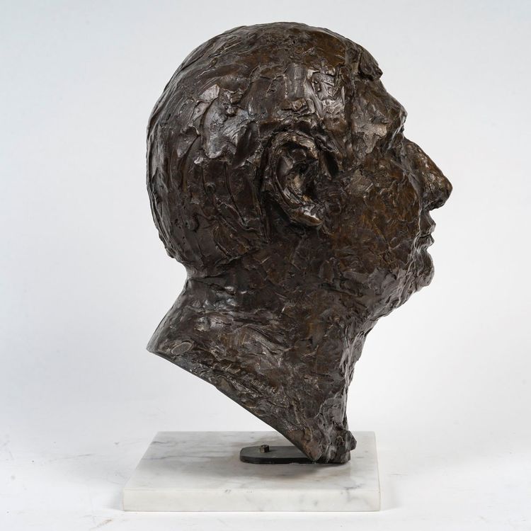 Sculpture d'une tête En Bronze  d'Un Homme Fonderie Landowsky