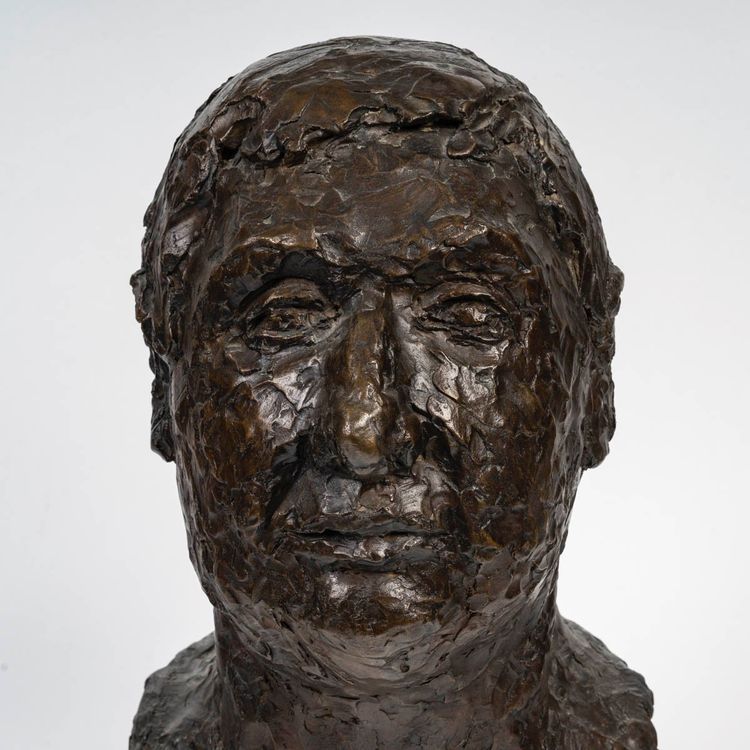 Sculpture d'une tête En Bronze  d'Un Homme Fonderie Landowsky