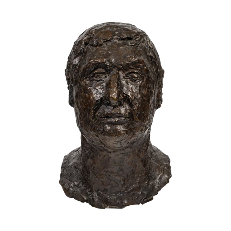 Sculpture d'une tête En Bronze  d'Un Homme Fonderie Landowsky