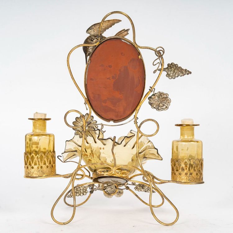 A late 19th century enamelled glass and gilt bronze dressing table