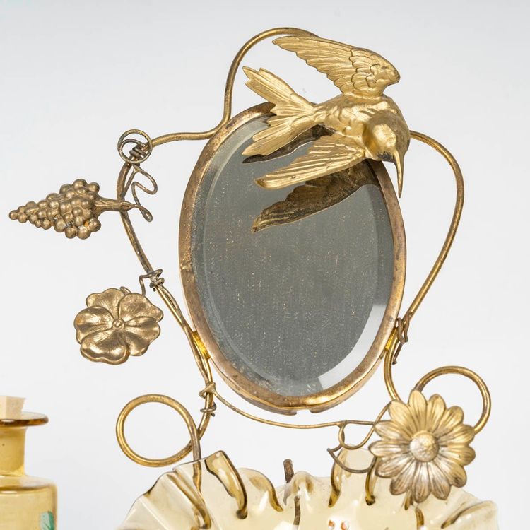 A late 19th century enamelled glass and gilt bronze dressing table