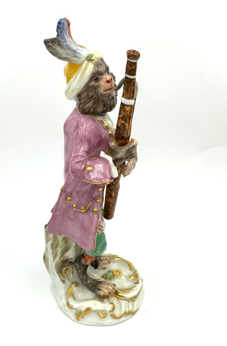 Meissen Porcelain Figure - Monkey as Fagottist Of The Monkey Orchestra