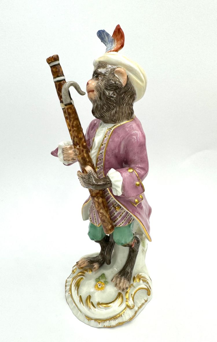 Meissen Porcelain Figure - Monkey as Fagottist Of The Monkey Orchestra