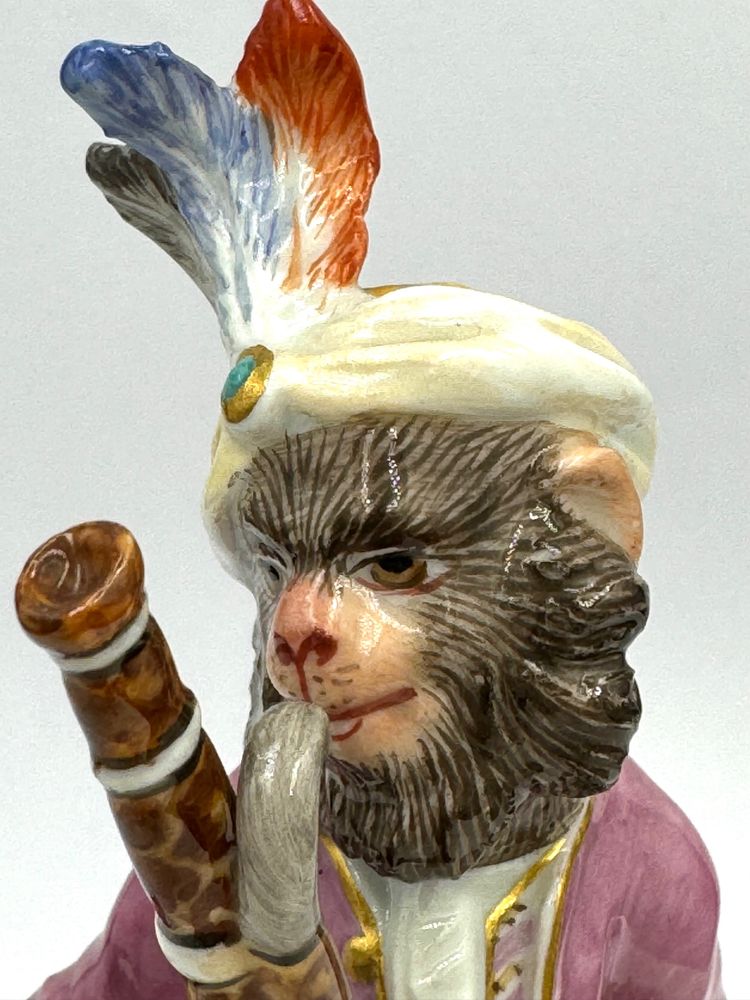 Meissen Porcelain Figure - Monkey as Fagottist Of The Monkey Orchestra