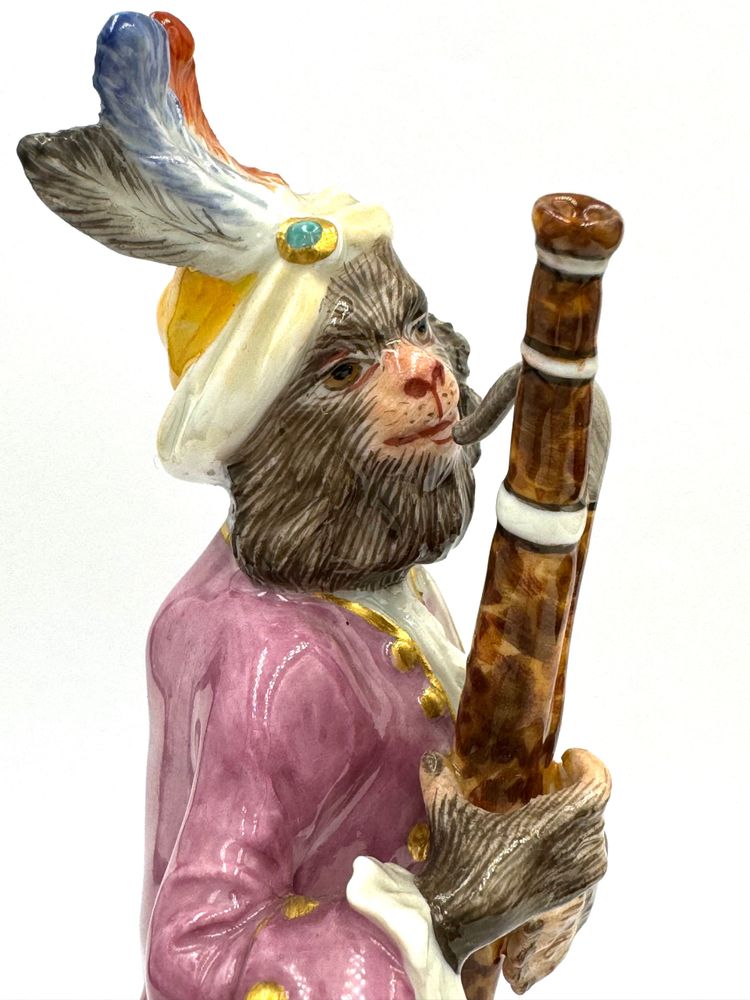 Meissen Porcelain Figure - Monkey as Fagottist Of The Monkey Orchestra