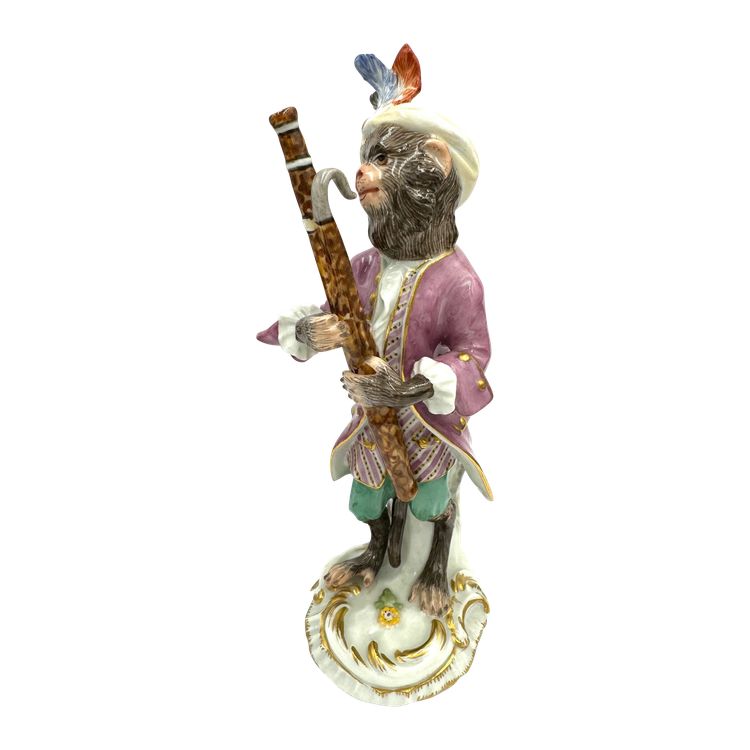 Meissen Porcelain Figure - Monkey as Fagottist Of The Monkey Orchestra