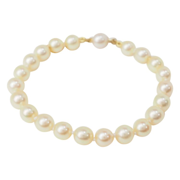 Yellow Gold And Cultured Pearl Bracelet