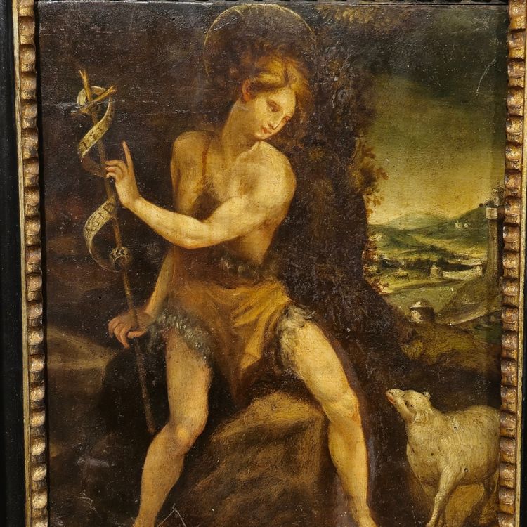 Ancient painting on wood Saint John the Baptist 18th century