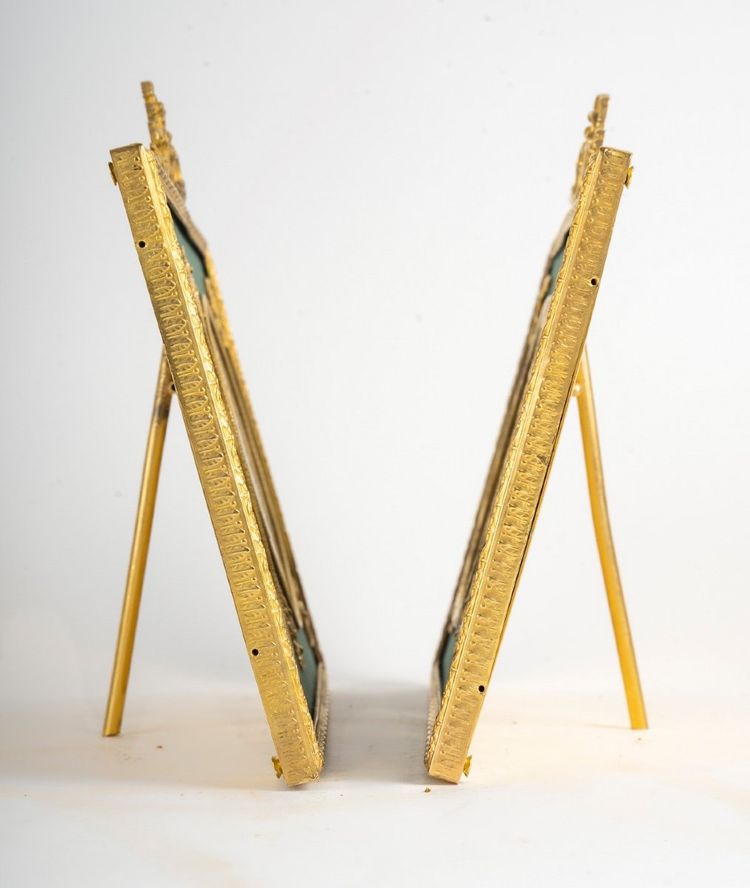 A Pair of Late 19th Century Gilt Bronze Photo Frames