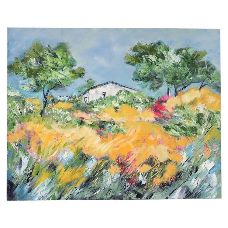 Paysage de Provence, Mistral, 81 cm, dated: 1991 and signed, Ecole Provençale Française