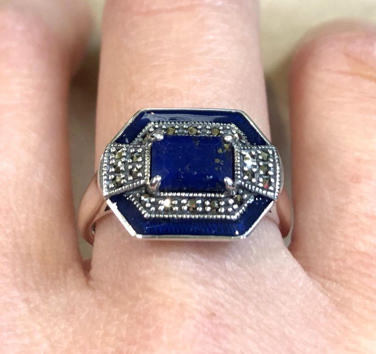 Lapis lazuli and marcasite ring