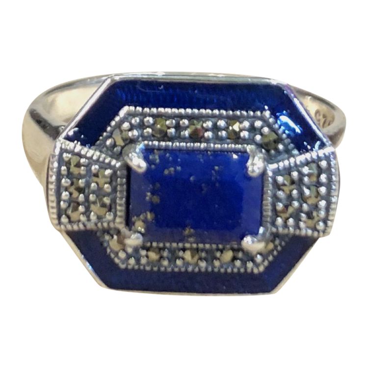 Lapis lazuli and marcasite ring