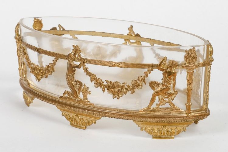 A late 19th century crystal and gilt bronze cup