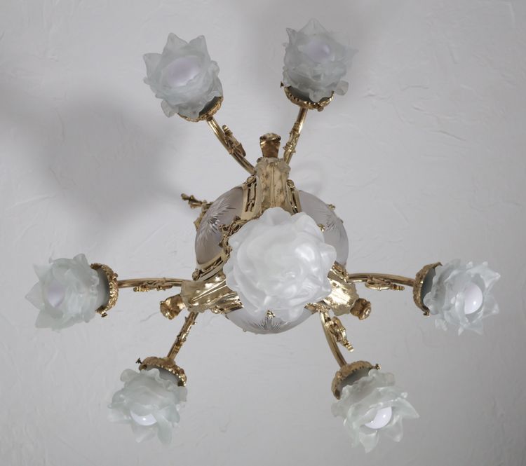 A Delafontaine gilt bronze chandelier, Napoleon III period