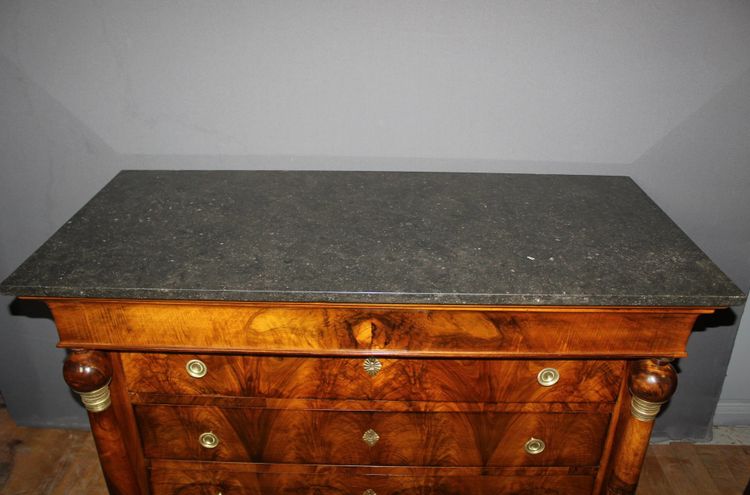 Empire period walnut chest of drawers with detached columns Early 19th century