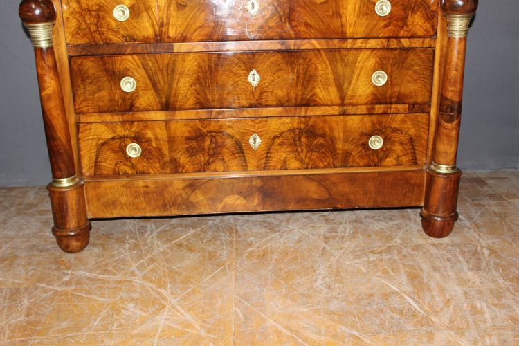 Empire period walnut chest of drawers with detached columns Early 19th century