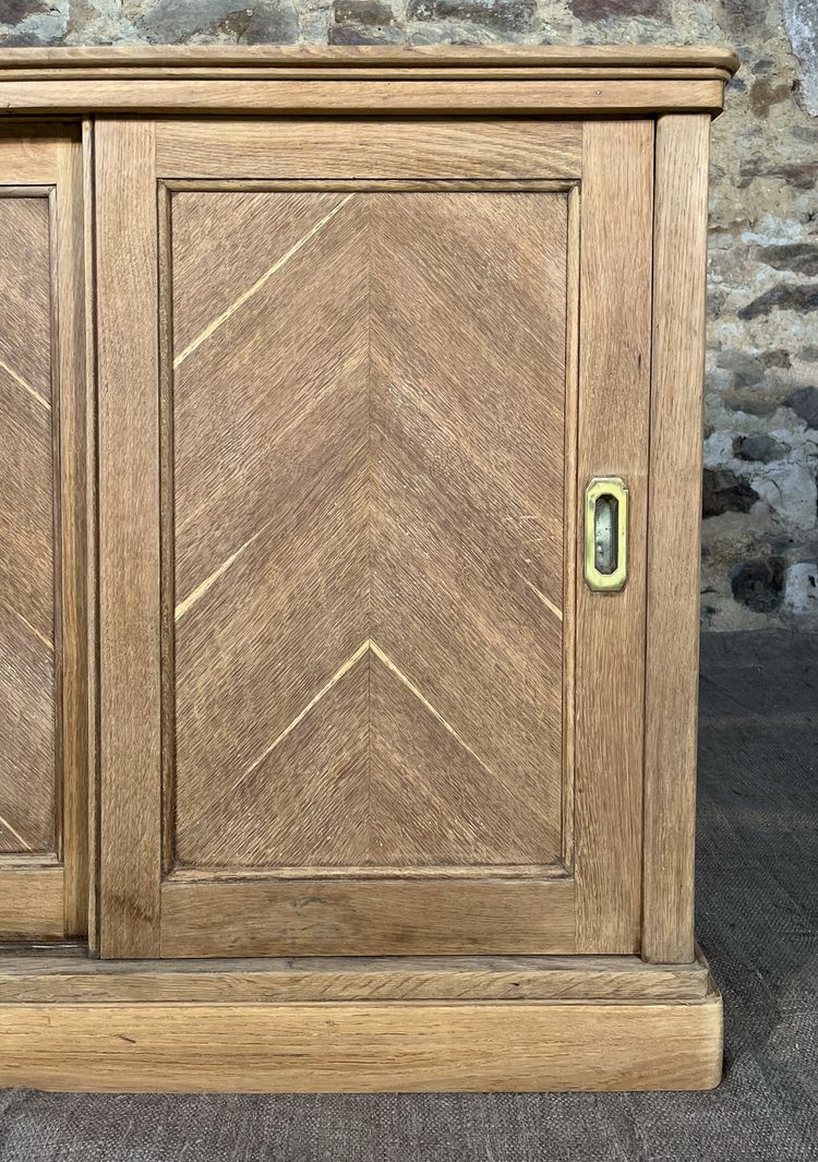 Antique oak cabinet with sliding door