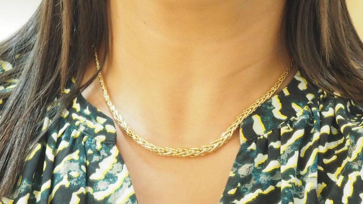 Palm link necklace in yellow gold