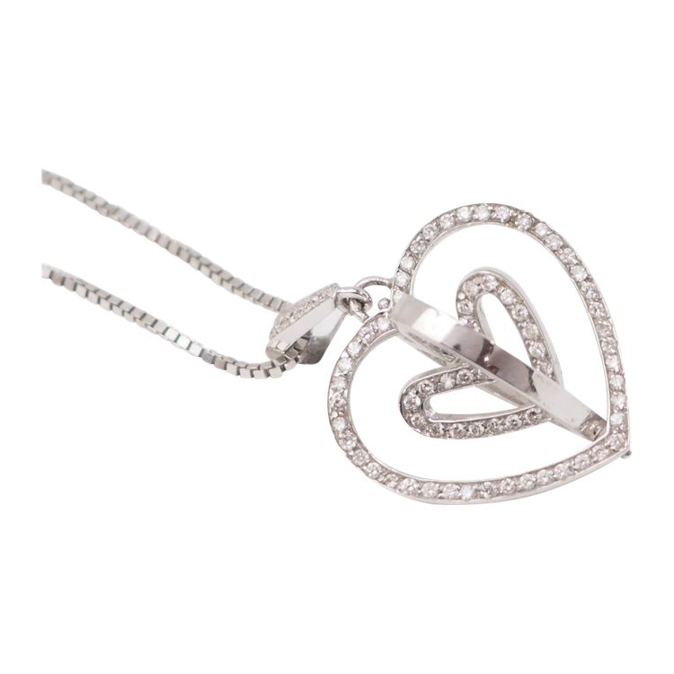 Collier pendentif multi Coeurs en or blanc et diamants