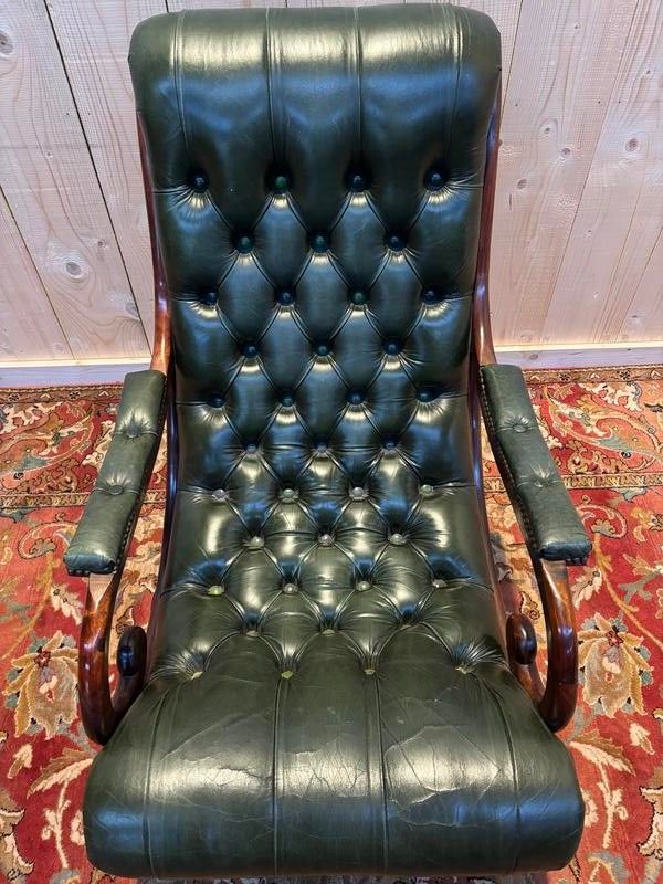 Fauteuil chesterfield cuir vert 