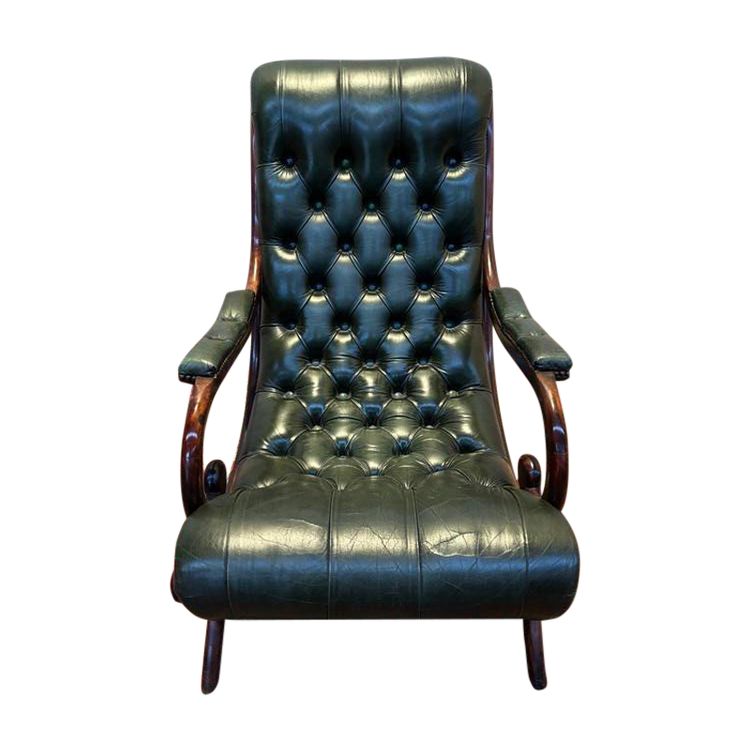 Fauteuil chesterfield cuir vert 