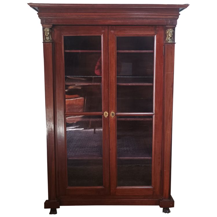 Empire style walnut bookcase