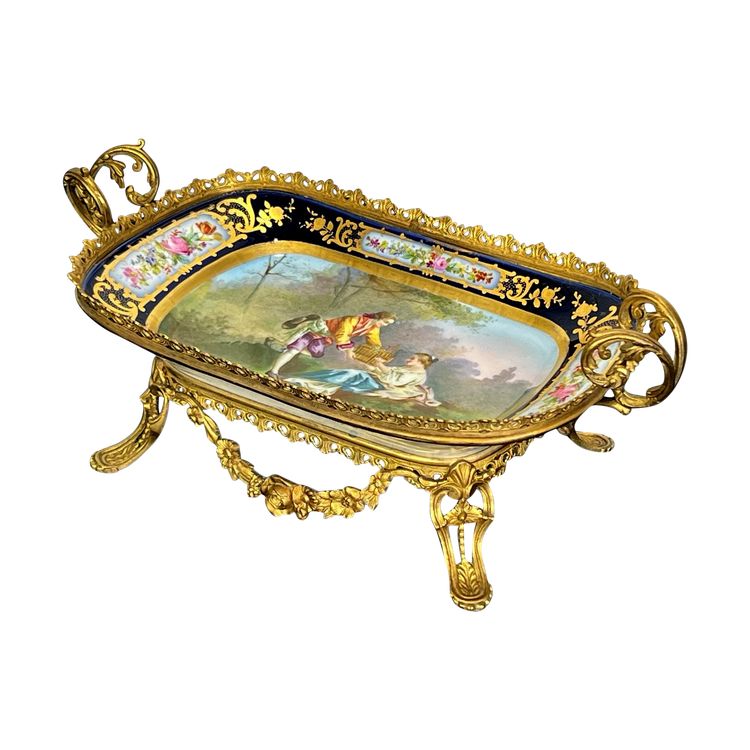 SÈVRES PORCELAIN "CHÂTEAU DES TUILERIE" BOWL ADORNED WITH A BRONZE MOUNTING