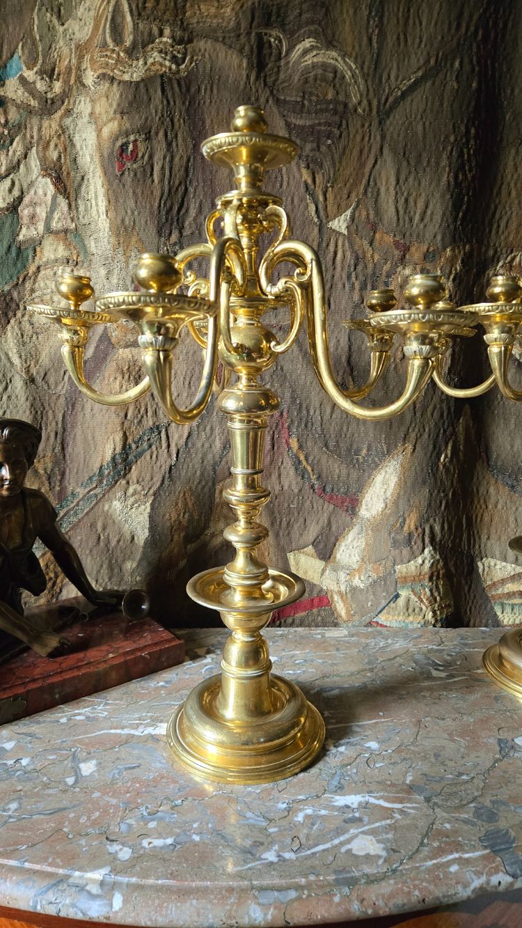 Pair of gilt bronze candelabra, 19th century