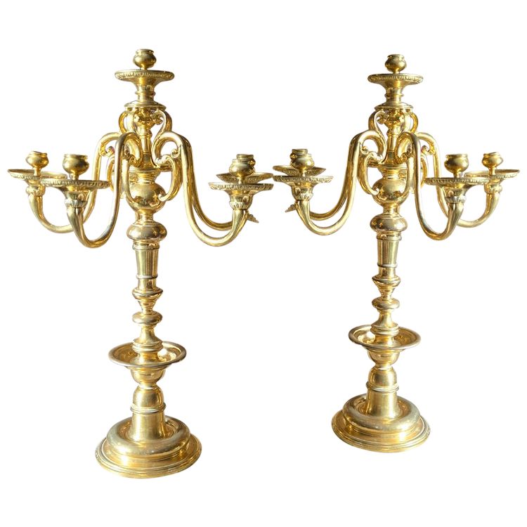 Pair of gilt bronze candelabra, 19th century