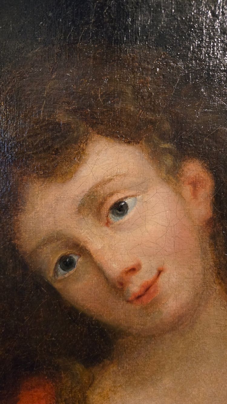 Oil on canvas, intimate portrait of a woman, 18th century