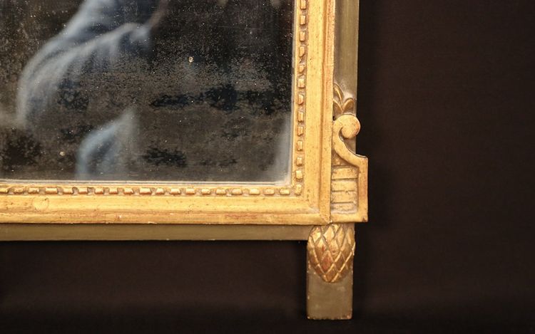 Small Louis XVI Mirror, Gilded Wood (33x61 Cm) Laurel Decoration 