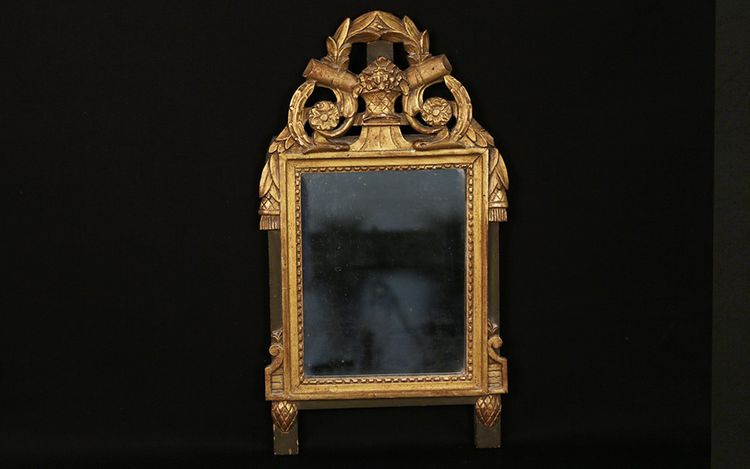 Small Louis XVI Mirror, Gilded Wood (33x61 Cm) Laurel Decoration 