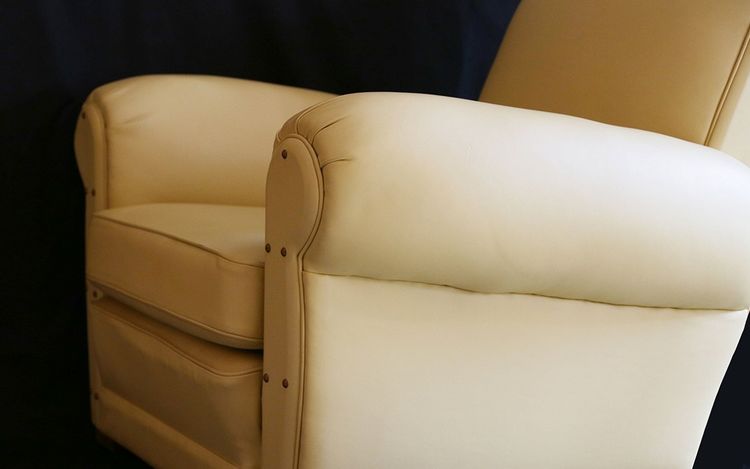 Pair of leather armchairs, 1930's