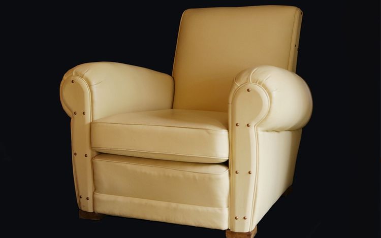 Pair of leather armchairs, 1930's