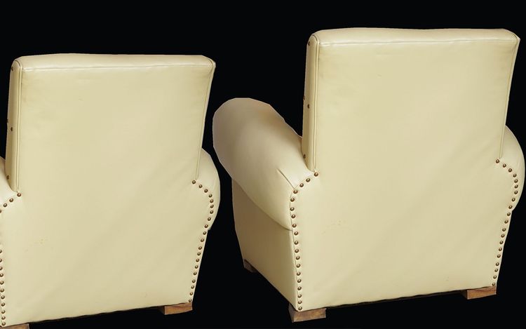 Pair of leather armchairs, 1930's