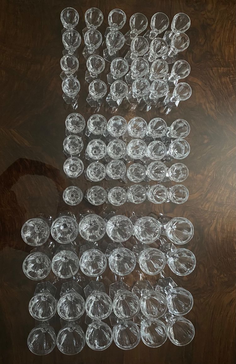 Set of 72 Baccarat Crystal Glasses, Harcourt Model