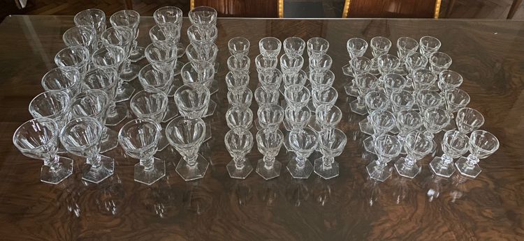 Set of 72 Baccarat Crystal Glasses, Harcourt Model