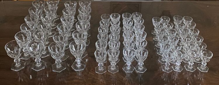 Set of 72 Baccarat Crystal Glasses, Harcourt Model