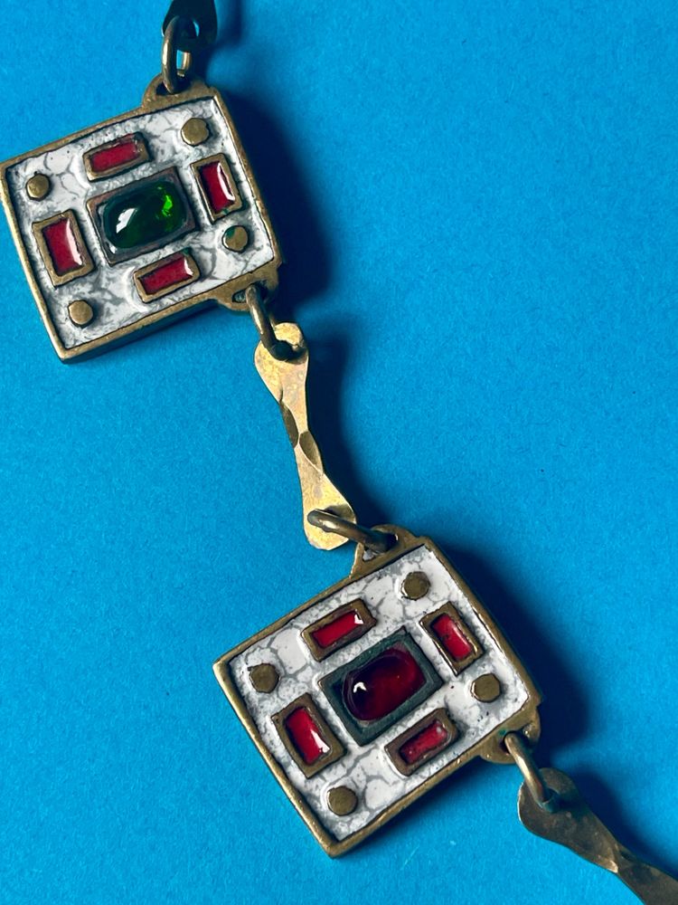 DOMINIQUE PIÉCHAUD (1922-2011). BRONZE AND ENAMEL NECKLACE: 50s-60s