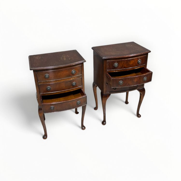 Antique Pair of Mahogany Feather Bedside Tables