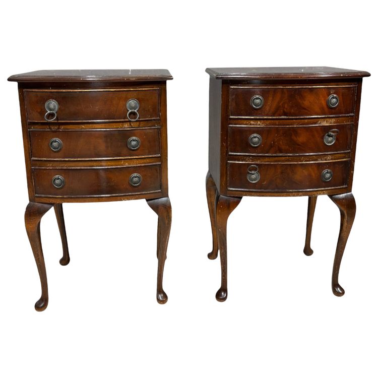 Antique Pair of Mahogany Feather Bedside Tables