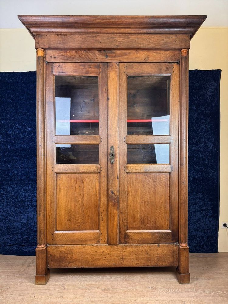 Blond Walnut Empire Period Bookcase