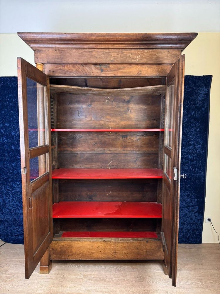 Blond Walnut Empire Period Bookcase