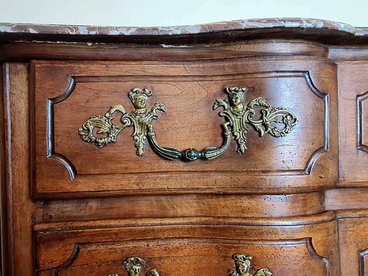 Louis XIV period Solid walnut crossbow chest of drawers