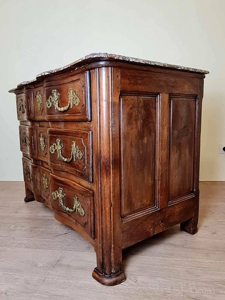 Louis XIV period Solid walnut crossbow chest of drawers