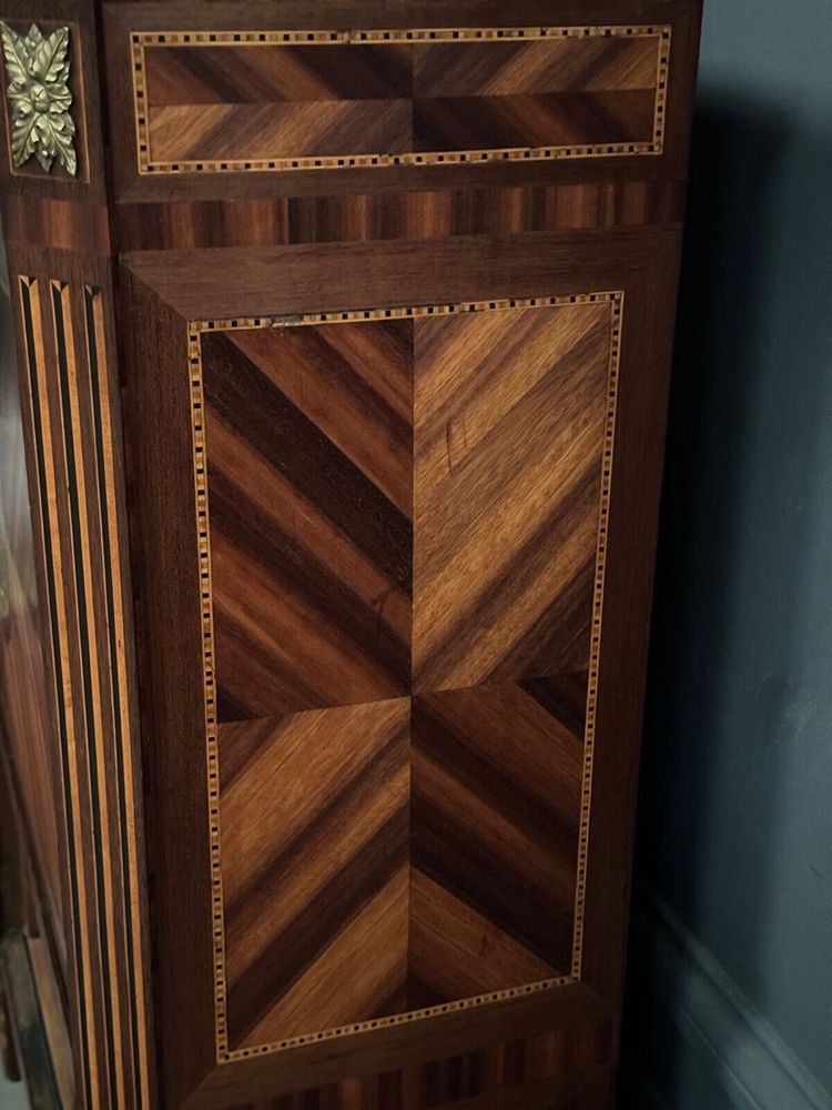 Louis XVI period desk in monogram marquetry and white marble