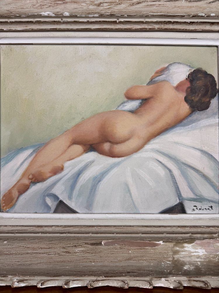 Oil On Canvas Art Deco Period Depicting A Nude Back