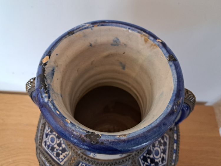 Morocco , Large Covered Pot , Earthenware , Metal , XX°.